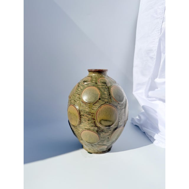 Handmade mid-century ceramic vase by Danish artist Christian Poulsen (1911-1991) for the Bing and Grondahl company of...