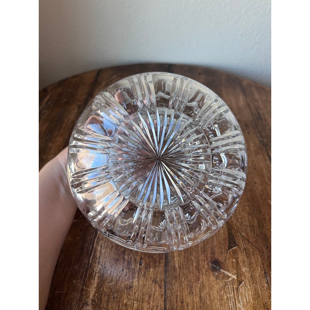 Glass Vintage Etched and Cut Crystal Glass Rose Bowl 6" For Sale - Image 7 of 10