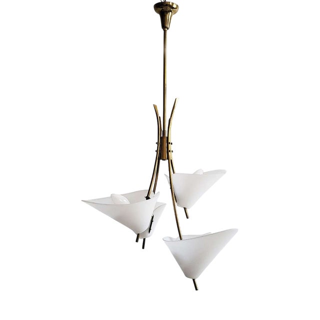 Mid-Century Austrian Brass Chandelier by Rupert Nikoll, 1950s For Sale
