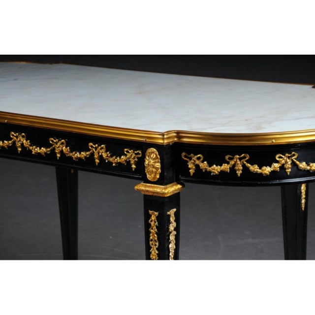 1960s Designer Couch Table in Louis XVI Black, White Marble For Sale - Image 10 of 10