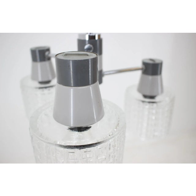 Silver Chrome & Glass Chandelier from Drukov, 1970s For Sale - Image 8 of 13