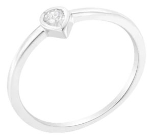 .925 Sterling Silver 1/20 Carat Diamond Teardrop Pear-Shaped Miracle Set Petite Fashion Promise Ring (J-K Color, I1-I2 Clarity) - Size 7