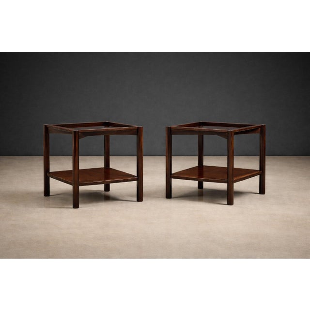 M. L. Magalhães m.l. Magalhães Pair of Rosewood & Marble Side Tables, Brazil, Circa 1960 For Sale - Image 4 of 11