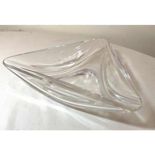 Transparent 1970s Large Handmade Val St Lambert Studio Clear Glass Crystal Signed Centerpiece Bowl For Sale - Image 8 of 12