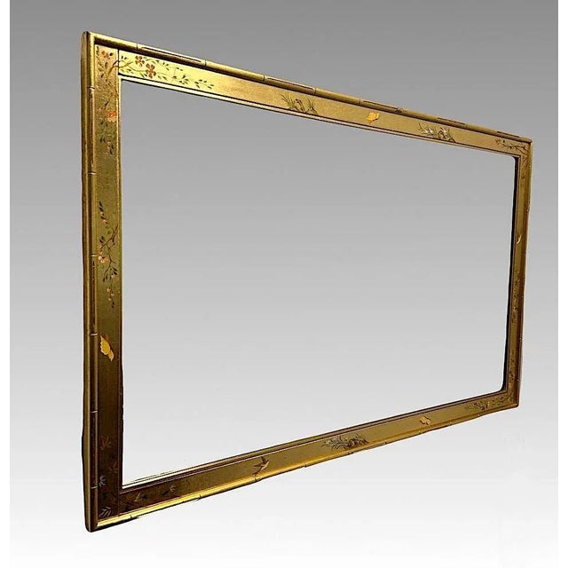 La Barge La Barge Chinoiserie Giltwood Framed Wall Mirror With Butterflies, Birds & Flowers Horizontal / Vertical Mount For Sale - Image 4 of 12
