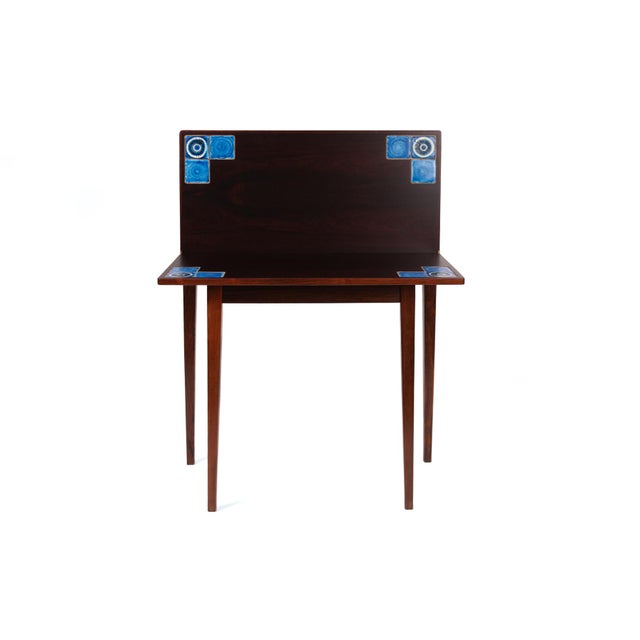 Danish Modern Illums Bolighus Rosewood And Blue Tile Folding Table Chairish