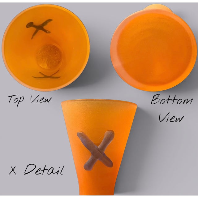 Vintage Studio Art Glass Vase-Frosted Orange-Modern-Memphis Style-Contemporary For Sale - Image 9 of 11