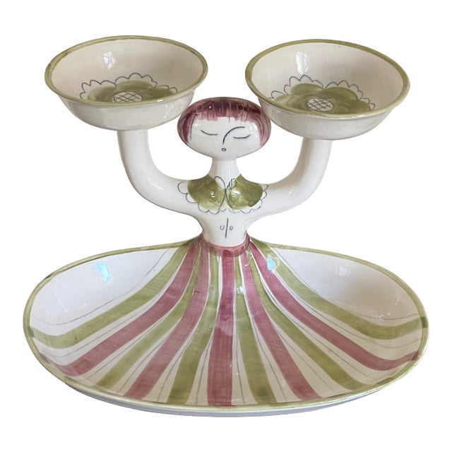 Mid-Century Modern California Pottery Figural Serving Dish by Hedi Schoop Signed & Dated 1961 For Sale