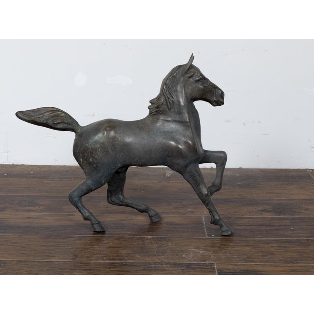 Small Vintage Bronze Horse Sculpture with Dark Patina For Sale In Atlanta - Image 6 of 11