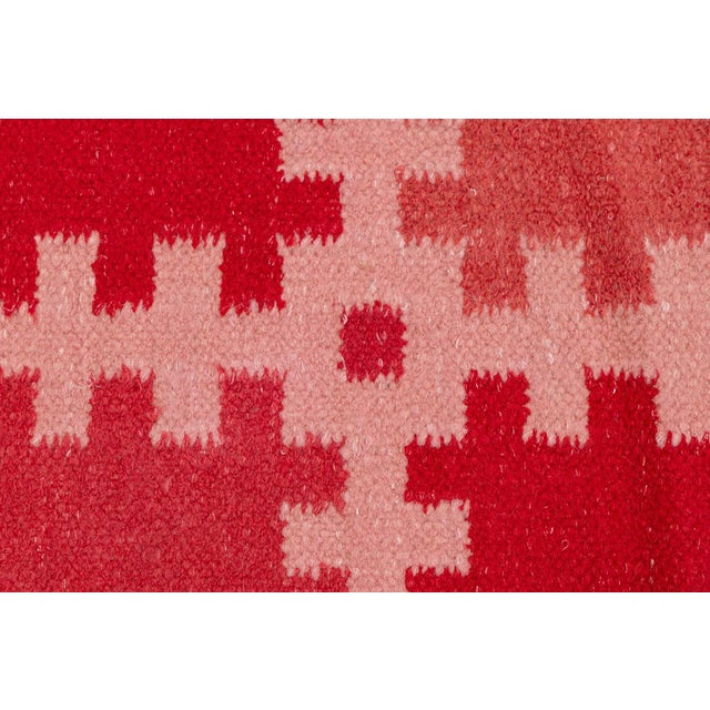 10x14 Modern Swedish-Style Flatweave Wool Rug – Terracotta & Crimson Geometric For Sale - Image 4 of 10