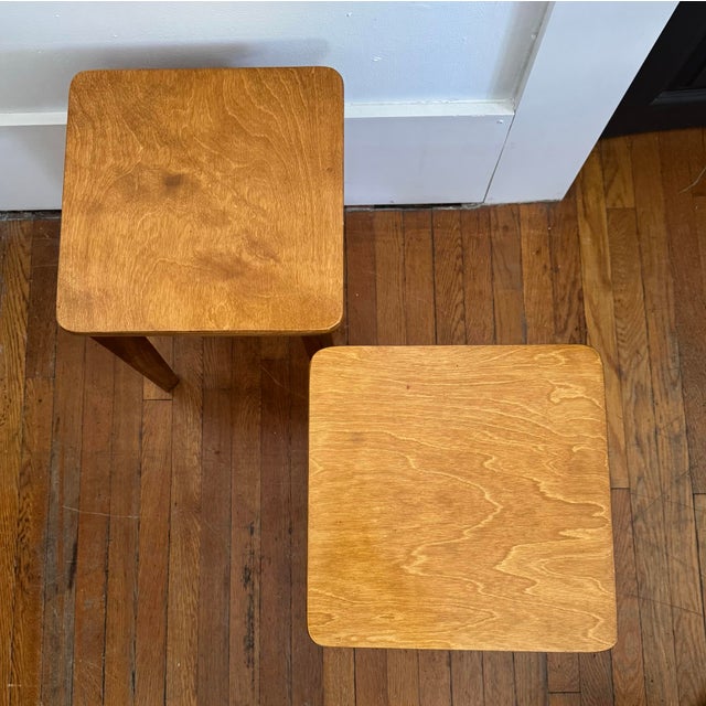 1950s Mid Century Russian Constructivist Side Tables a Pair For Sale - Image 4 of 7