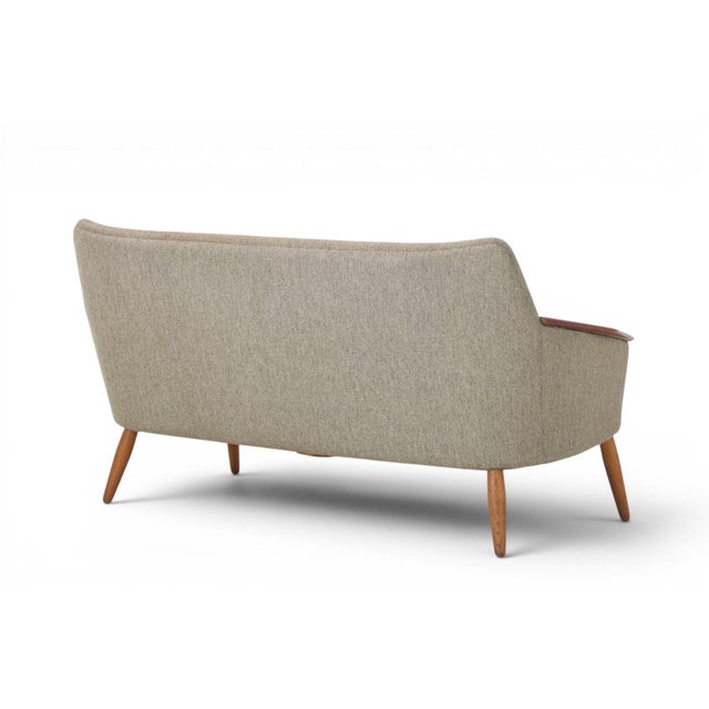 Bovenkamp Attributed to Henry Schubell & Arnold Madsen 1950s Wool and Teak Freestanding Sofa For Sale - Image 4 of 6