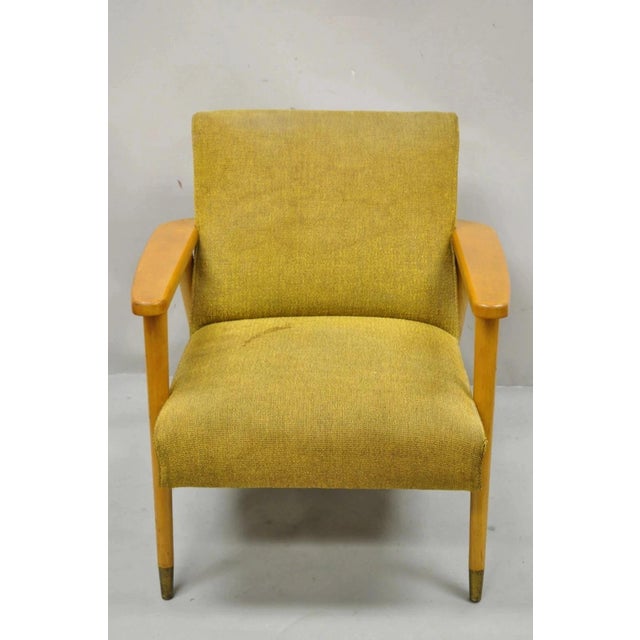 Vintage Mid Century Modern Blonde Wood Paul McCobb Style Paddle Arm Lounge Chair For Sale - Image 12 of 12