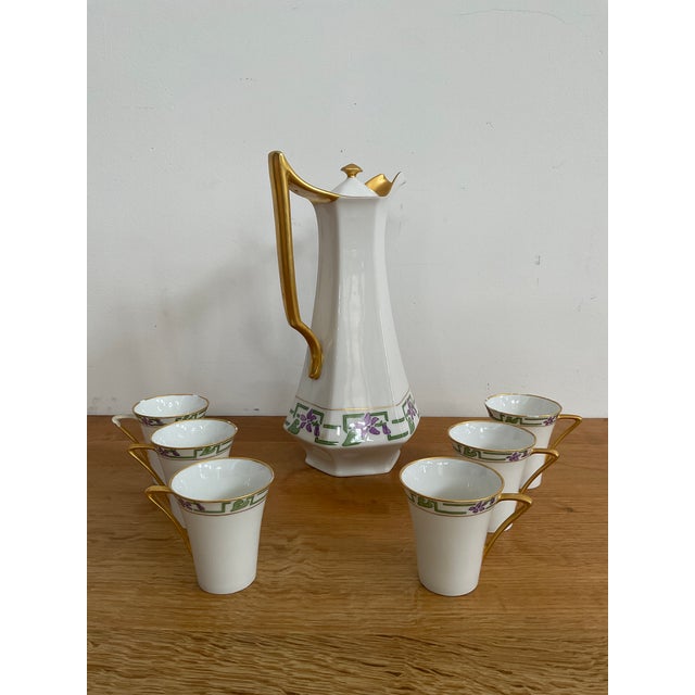 White 1960s Raynaud (Raynaud & Co.) Limoges Chocolate/Coffee Set - 7 Piece For Sale - Image 8 of 17