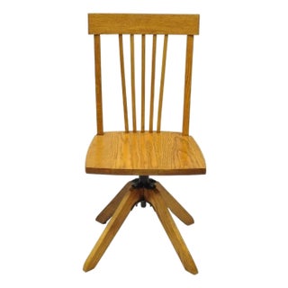 Early 20th Century Mission Arts & Crafts Oak Wood Small Child’s School Desk Chair For Sale