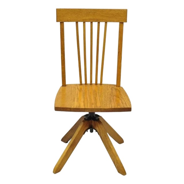 Early 20th Century Mission Arts & Crafts Oak Wood Small Child’s School Desk Chair For Sale