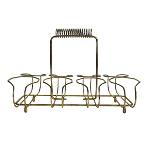 Mid 20th Century Gold-Tone Wire Drinks Caddy