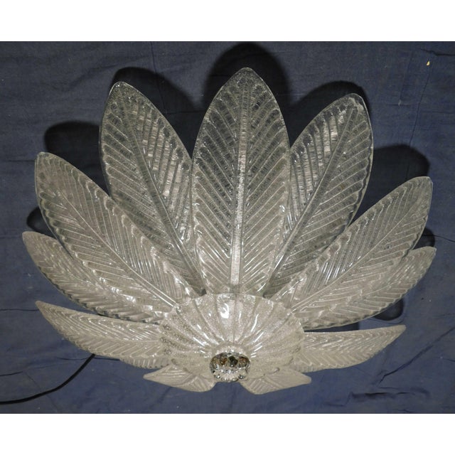 Barovier e Toso 1960s Clear Graniglia Murano Leaves Flush Mount For Sale - Image 4 of 8