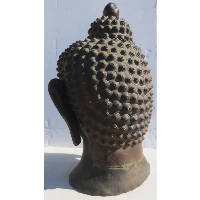 Mid 20th Century Large Chinese Copper Buddha Head For Sale - Image 5 of 11