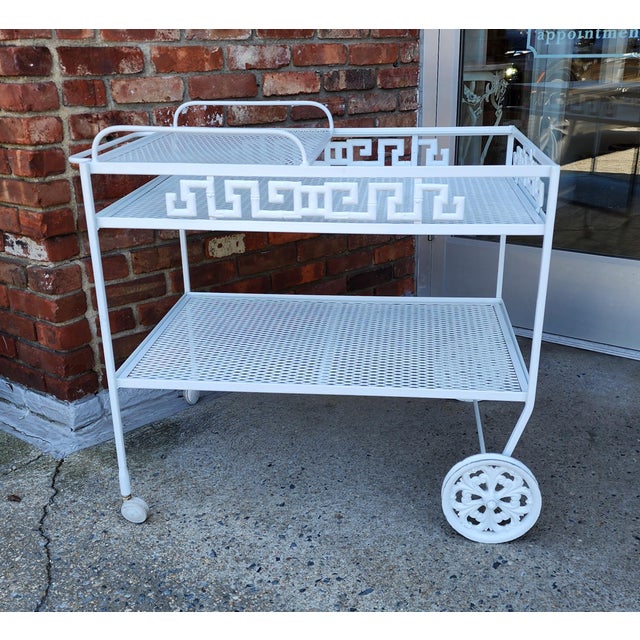 More matching vintage patio items to this bar cart available in my shop. Incredible cast aluminum tea trolley/bar cart by...