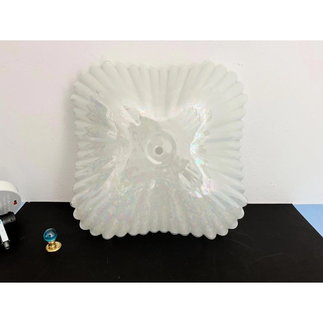 Opalescent Fluted Glass Shell Flush Light For Sale - Image 16 of 18