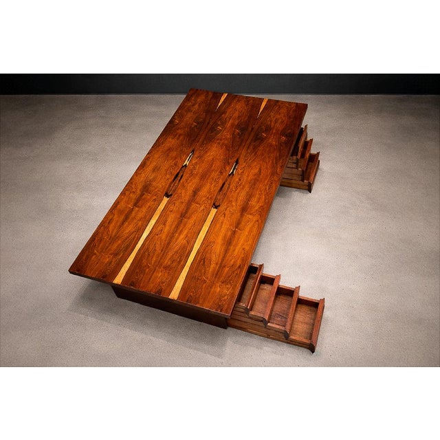 1950s Brazilian Modern Six-Drawer Rosewood & Iron Desk by Geraldo De Barros, Brazil, 1950s For Sale - Image 5 of 15