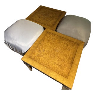 Vintage Kameo Burl Wood Pair Side Tables For Sale
