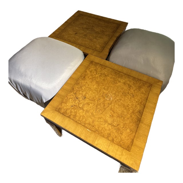 Vintage Kameo Burl Wood Pair Side Tables For Sale