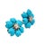 Circa 1980s Italian 18k White Gold Persian Turquoise and Diamond Floral Earrings For Sale - Image 4 of 12