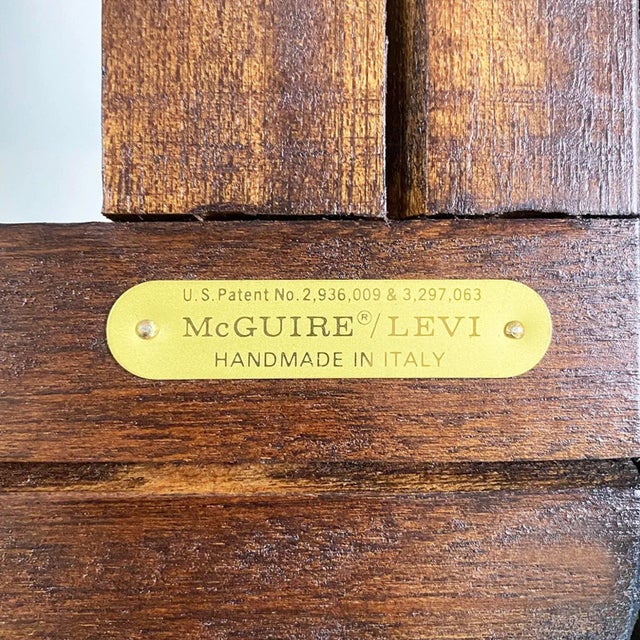 Mid-Century Modern American Rattan and Beige Floreal Fabric Sofa attributed to McGuire, 1970s For Sale - Image 18 of 18