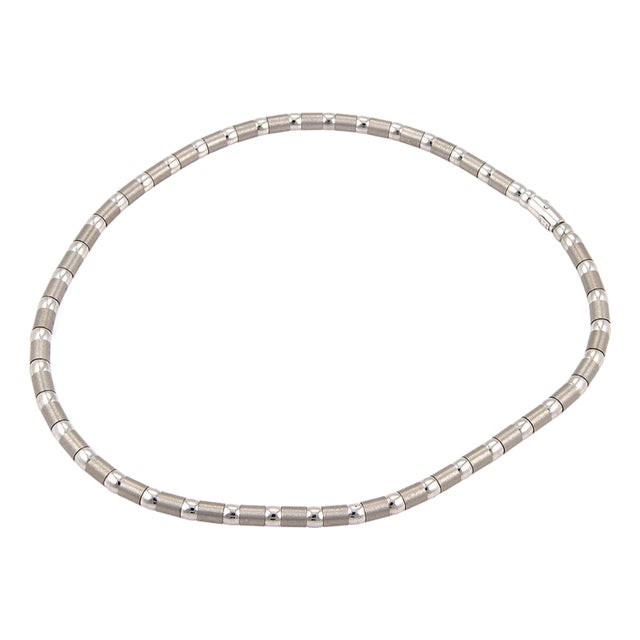Zancan Polished & Brushed 18k White Gold Necklace For Sale