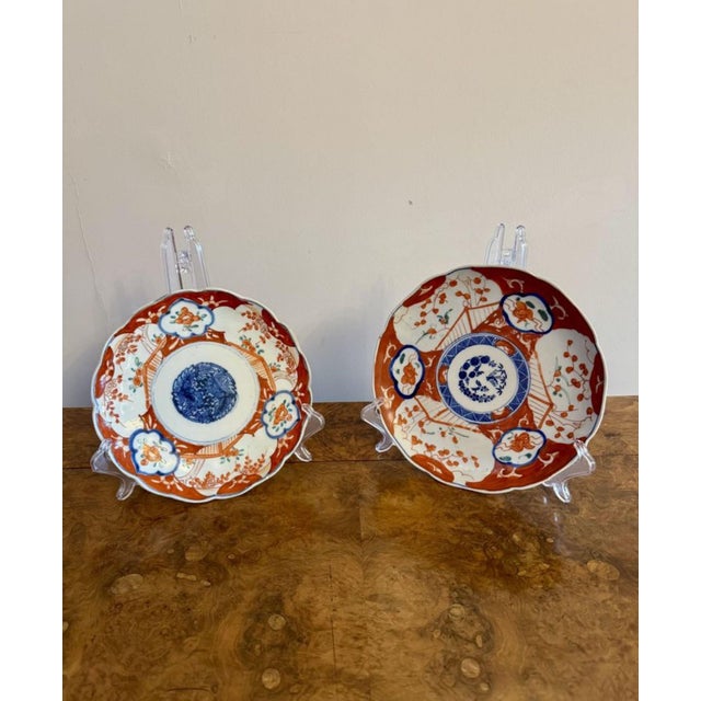 Lovely collection of five antique Japanese imari plates having five quality antique Japanese imari plates decorated with...