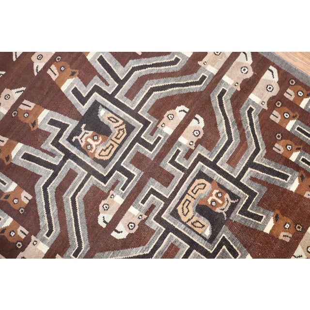 Brown Early 20th Century Indonesian Pictorial Square Head Rug - 5' x 6'2" For Sale - Image 8 of 8