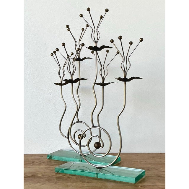 Vintage Postmodern Three Candle Candelabra After Tony Evans - A Pair For Sale - Image 10 of 12