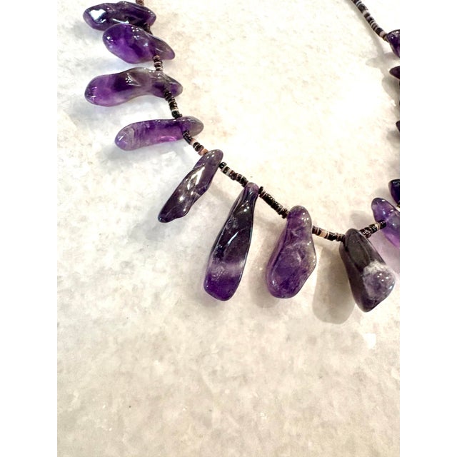 Mid-Century Modern Vintage Amethyst and Hashi Beaded Necklace For Sale - Image 3 of 4