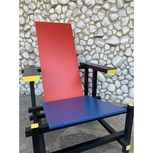 Vintage Red and Blue Armchair by Gerrit Thomas Rietveld, 1970s For Sale - Image 14 of 18