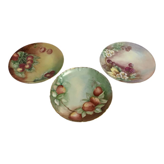 Set of 3 French Limoges Hand Painted Wall Plates For Sale