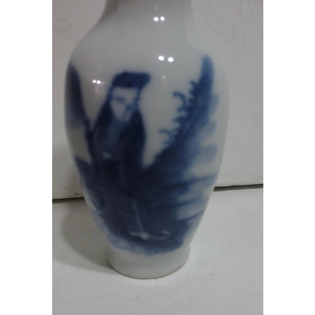 Ceramic Jingdezhen Blue and White Porcelain Cabinet Vases- A Pair of 2 For Sale - Image 7 of 7