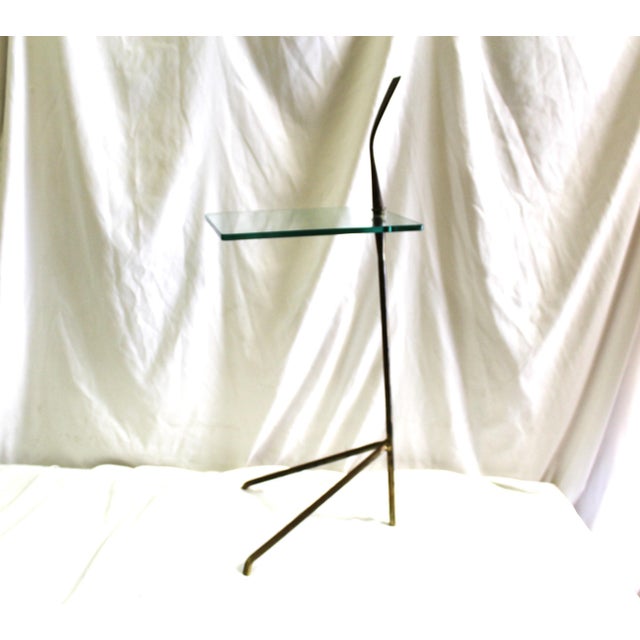 1990s Mid-Century Modern Brass Glass side Table For Sale - Image 5 of 18