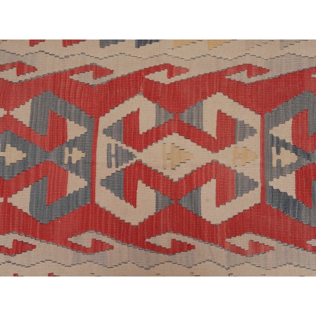 1970s 1970s Vintage Handmade Wool Cotton Red Area Rug For Sale - Image 5 of 11