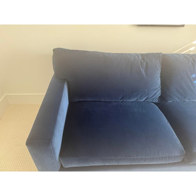 Crate & Barrel Crate & Barrel Axis 88” Two-Seat Sofa | Kent Fabric in Admiral Performance Velvet | Professionally Enhanced Cushions For Sale - Image 4 of 4