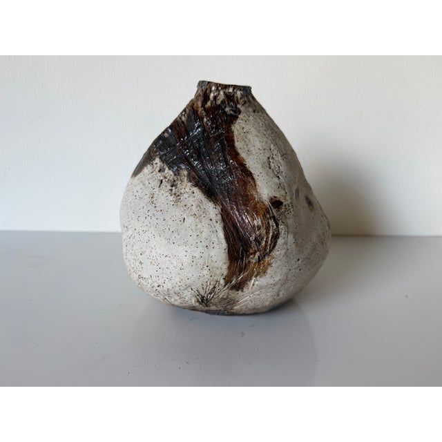 Vintage Organic Studio Art Pottery Ceramic Vase For Sale - Image 4 of 13