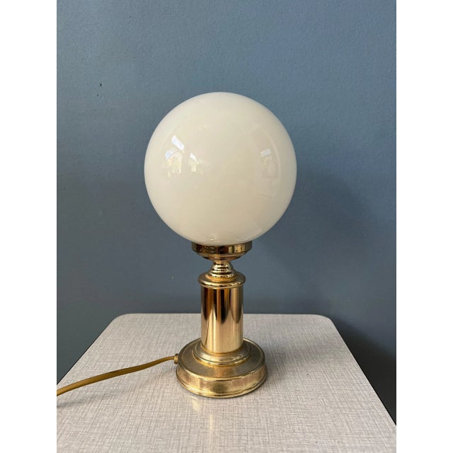 Glass Mid-Century Hollywood Regency Table Lamps in Golden Opaline Glass,1970s, Set of 2 For Sale - Image 7 of 11
