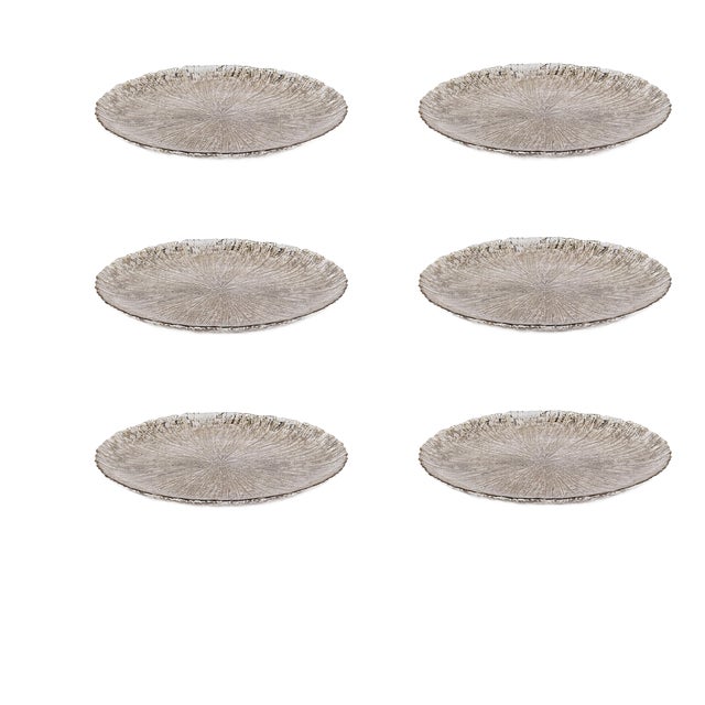 Chiara 6-Piece Fusion Glass Serving Platter Set, 11" For Sale