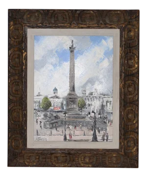 Lesbia Thorpe (Australia, B. 1919) "Nelson's Column" Original Oil Painting C.1960