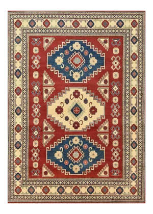 Kazak Rug 8'5'' X 11'8'' Red Wool Tribal Geometric Hand-Knotted Oriental Carpet