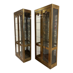Mastercraft 1970s Mid Century Brass Cabinet Set, A Pair