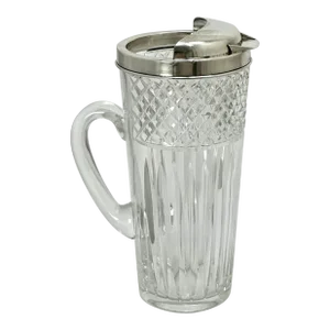 Fine Mid 20th Century Signed Hawkes Sterling Silver & Deep Hand Cut Crystal Cocktail - Martini Pitcher