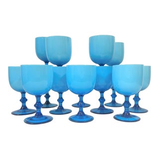Carlo Moretti Tiffany Blue Cased Stemware - Set of 14 For Sale