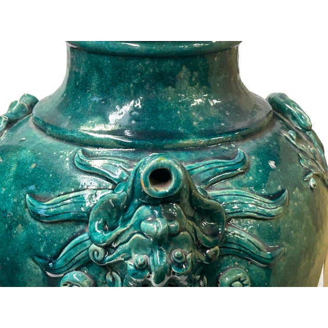 Chinese Dark Teal Green Wine Medicine Herbs Storage Ceramic Jar For Sale - Image 11 of 13